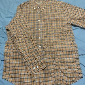 Burberry Men's Tan Plaid Shirt
